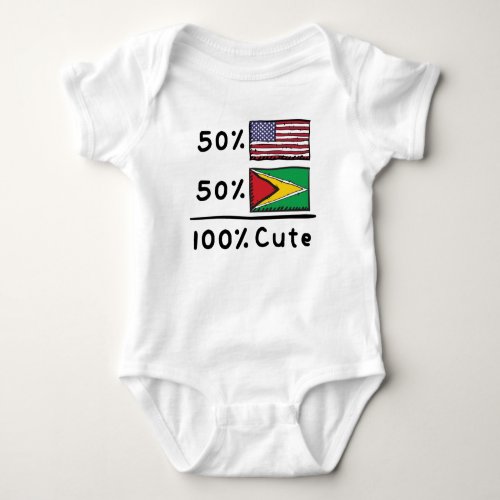 50 American 50 Guyanese 100 Cute Guyana USA Fla Baby Bodysuit