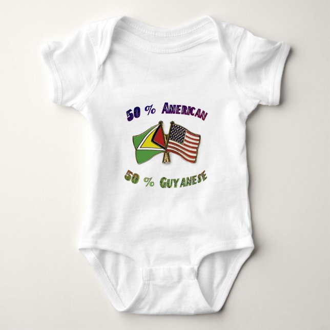 50% American & 50% Guyanese Baby Bodysuit (Front)