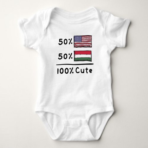 50 American 50 Hungarian 100 Cute Hungary USA F Baby Bodysuit