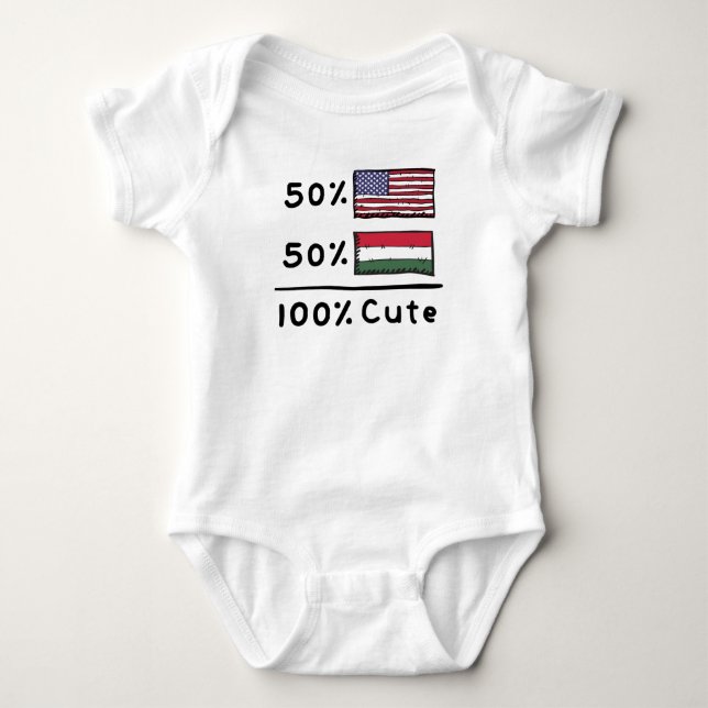 50% American 50% Hungarian 100% Cute Hungary USA F Baby Bodysuit (Front)