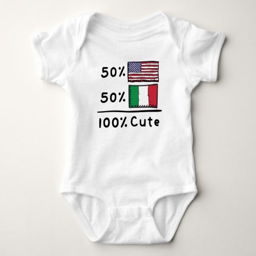 50 American 50 Italian 100 Cute Italy USA Flags Baby Bodysuit