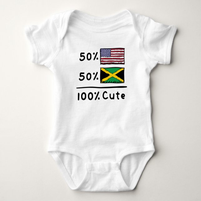 50% American 50% Jamaican 100% Cute U.S. Jamaica F Baby Bodysuit (Front)