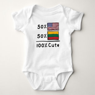 50% American 50% Lithuanian 100% Cute Lithuania US Baby Bodysuit