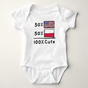 50% American 50% Polish 100% Cute Poland USA Flags Baby Bodysuit
