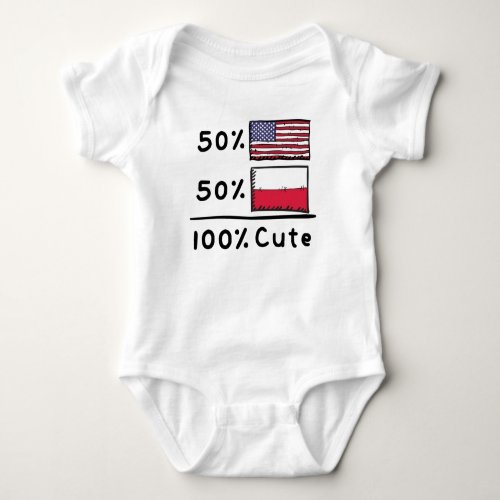 50 American 50 Polish 100 Cute Poland USA Flags Baby Bodysuit