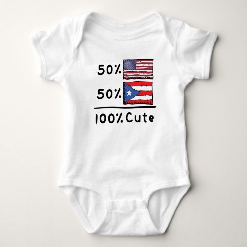 50 American 50 Puerto Rican 100 Cute Puerto Ric Baby Bodysuit