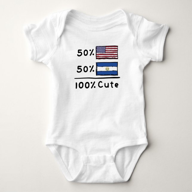 50% American 50% Salvadoran 100% Cute El Salvador  Baby Bodysuit (Front)