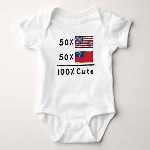 50 American 50 Samoan 100 Cute Samoa USA Flags Baby Bodysuit