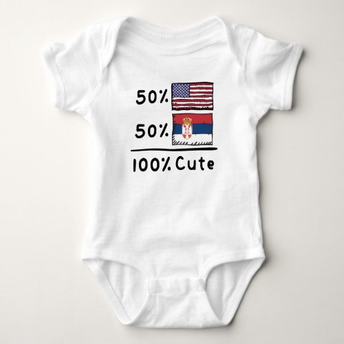50 American 50 Serbian 100 Cute Serbia USA Flag Baby Bodysuit