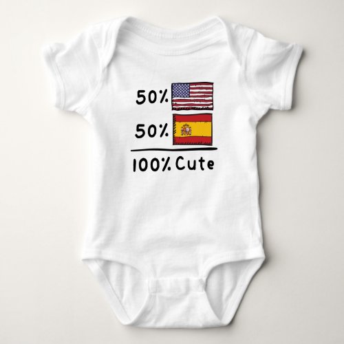 50 American 50 Spanish 100 Cute Spain USA Flags Baby Bodysuit