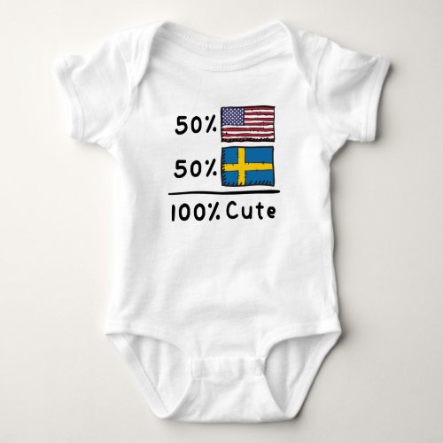 50 American 50 Swedish 100 Cute Sweden USA Flag Baby Bodysuit
