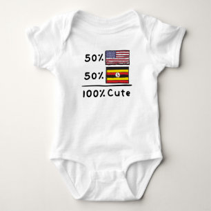 50% American 50% Ugandan 100% Cute Uganda USA Flag Baby Bodysuit