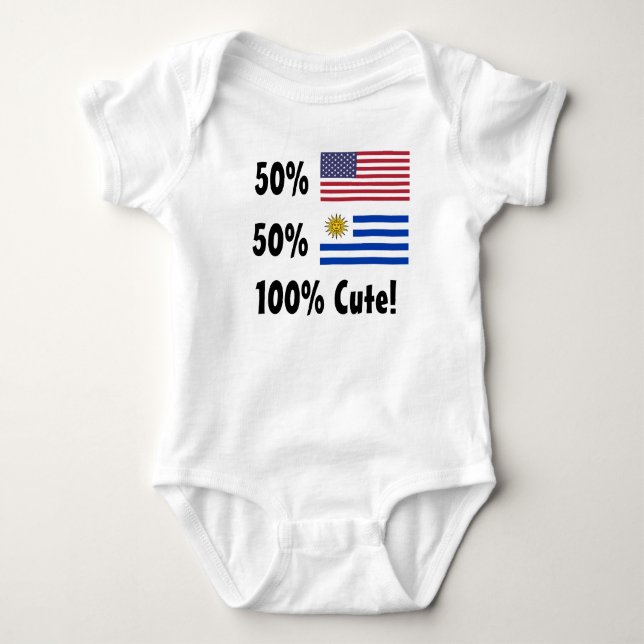 50% American 50% Uruguayan 100% Cute Baby Bodysuit (Front)