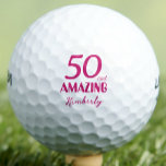 50 and Amazing Sister Gift – Pink 50th Birthday Golf Balls<br><div class="desc">Celebrate your sister’s milestone with this elegant pink golf ball,  featuring a bold “50 and Amazing” message and personalized name. A fun,  feminine gift for the golf-loving sister who deserves to feel fabulous. Enjoy!</div>