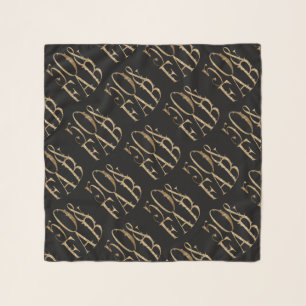 50 and Fab Birthday Faux Gold Glitter on Black Scarf