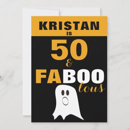 50 and FaBOOlous 50th Halloween Birthday Invitation