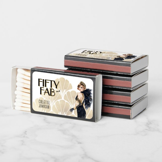 50 and Fabulous 1920s Birthday  Matchboxes (Stacked)