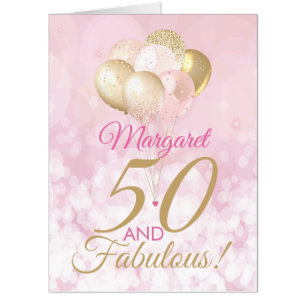 50 and Fabulous 50th Birthday Balloon BIG Card