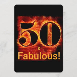 50 and Fabulous 50th Birthday Biker Flame Invitation