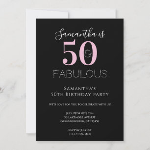 50 and Fabulous 50th Birthday Black Pink Party Invitation