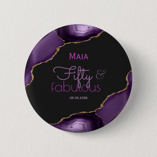 50 and Fabulous 50th Birthday Button (Front)