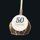 50 and Fabulous 50th Birthday Cake Pops<br><div class="desc">An elegant and modern 50 and Fabulous birthday cake pop which you can personalize and use for your fiftieth birthday celebration.  The words "50 and Fabulous" are in black and gold.  You can customize the type of pop and the icing drizzle using the edit menu.</div>