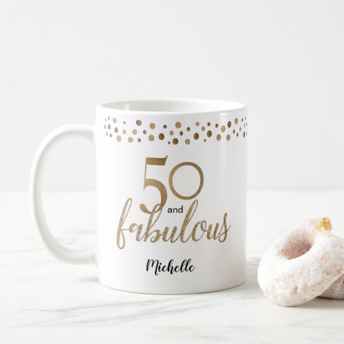 50 and Fabulous 50th birthday confetti gold Coffee Mug