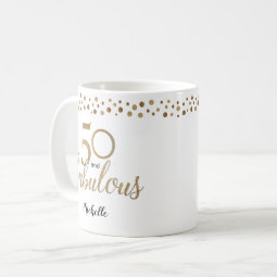 50 And Fabulous 50th Birthday Confetti Gold Coffee Mug | Zazzle