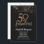 50 and fabulous 50th birthday Custom Invitation<br><div class="desc">Introducing our "50 and Fabulous 50th Birthday Custom Gold Confetti on Black Invitation Template" – a luxurious choice for celebrating this milestone occasion in style. This invitation template features a stunning gold confetti design against a sleek black background, exuding sophistication and elegance. Customize the invitation with the honoree's name and...</div>