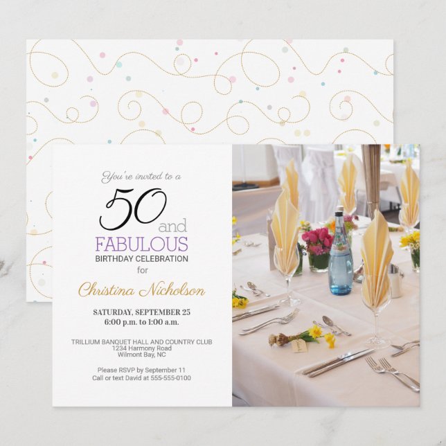 50 and Fabulous 50th Birthday Custom Photo Invitation (Front/Back)