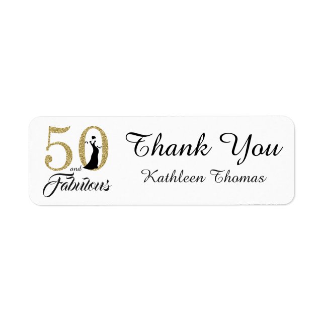 50 and Fabulous 50th Birthday Custom Thank You Label (Front)