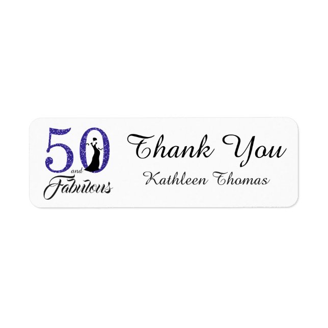 50 and Fabulous 50th Birthday Custom Thank You Label (Front)