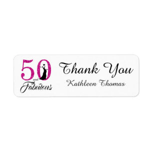50 and Fabulous 50th Birthday Custom Thank You Label