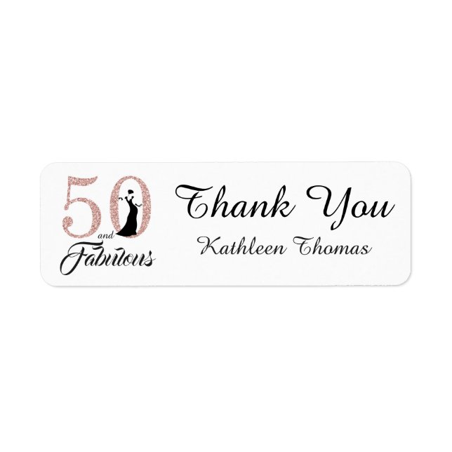 50 and Fabulous 50th Birthday Custom Thank You Label (Front)