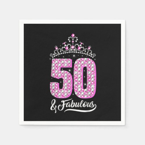 50 and Fabulous 50th Birthday Diamond Crown Gift W Napkins