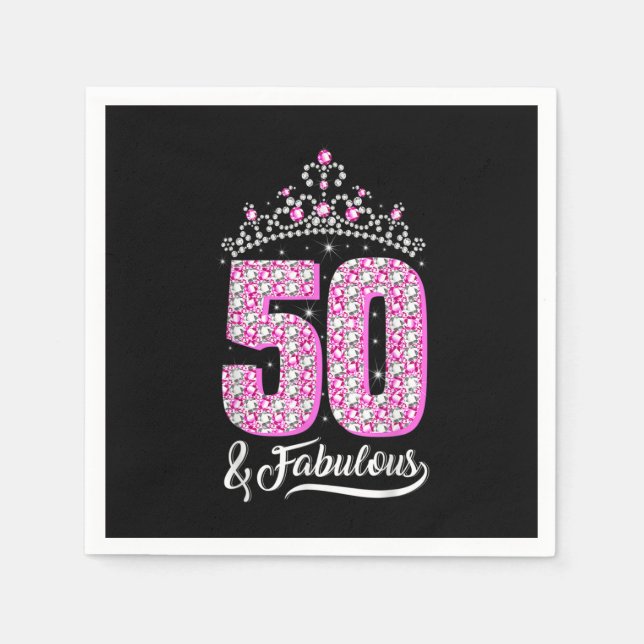 50 and Fabulous 50th Birthday Diamond Crown Gift W Napkins (Front)