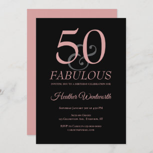 50 and Fabulous 50th Birthday Dusty Pink Invitation