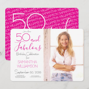 50 and Fabulous 50th Birthday Elegant Photo Invitation