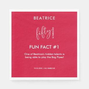 50 and Fabulous 50th Birthday Fun Fact Napkins