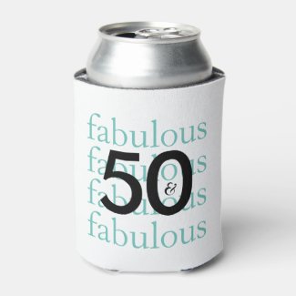 50 and Fabulous 50th Birthday Gift Can Cooler