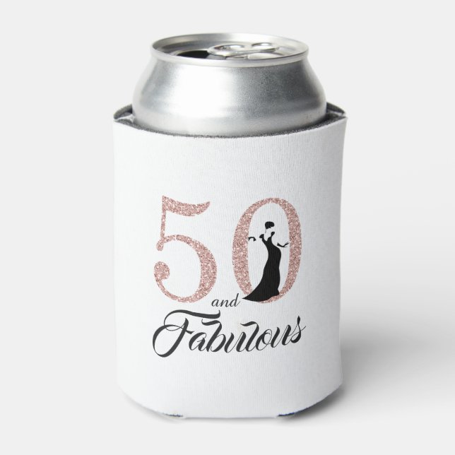 50 and Fabulous 50th Birthday Gift Can Cooler (Can Front)