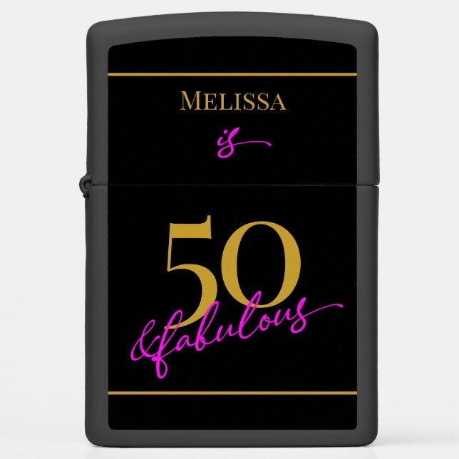 50 and Fabulous 50th Birthday Gift Customizable Zippo Lighter (Front)