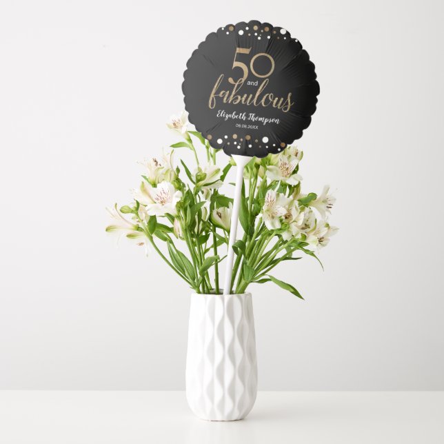 50 and fabulous 50th birthday gold confetti balloon (Vase)