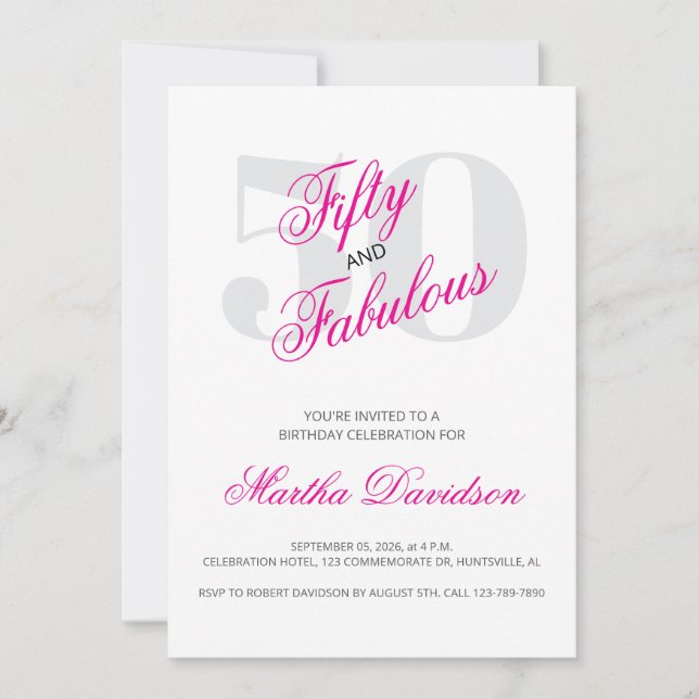 50 and Fabulous | 50th Birthday Invitation (Front)