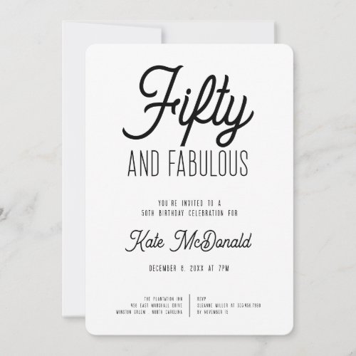 50 and Fabulous 50th Birthday Invitation
