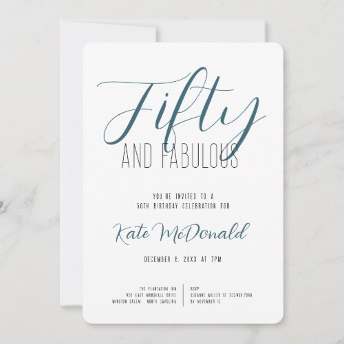 50 and Fabulous 50th Birthday Invitation
