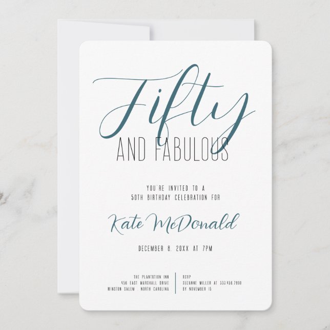50 and Fabulous 50th Birthday Invitation (Front)