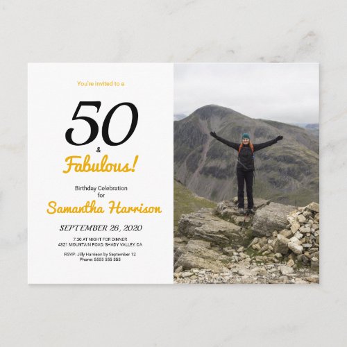 50 and Fabulous 50th Birthday Invitation Postcard