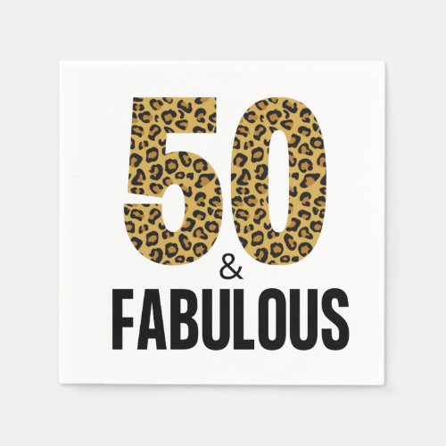 50 and Fabulous 50th Birthday Leopard Print Napkins