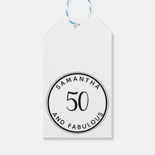 50 And Fabulous 50th Birthday Modern Minimal Gift Tags